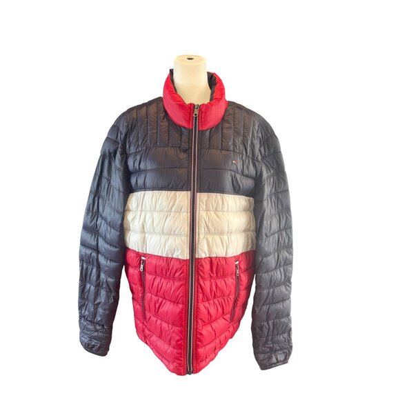 Tommy Hilfiger Packable Puffer Jacket – Navy / White / Red – Size M - Picture 3 of 7